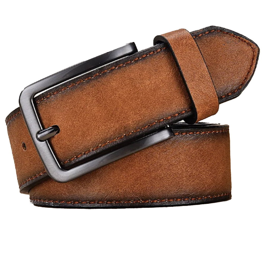 OSKA Men’s Pu Leather Belt Male Retro Cowboy Tan Brown - Makeup Warehouse Australia