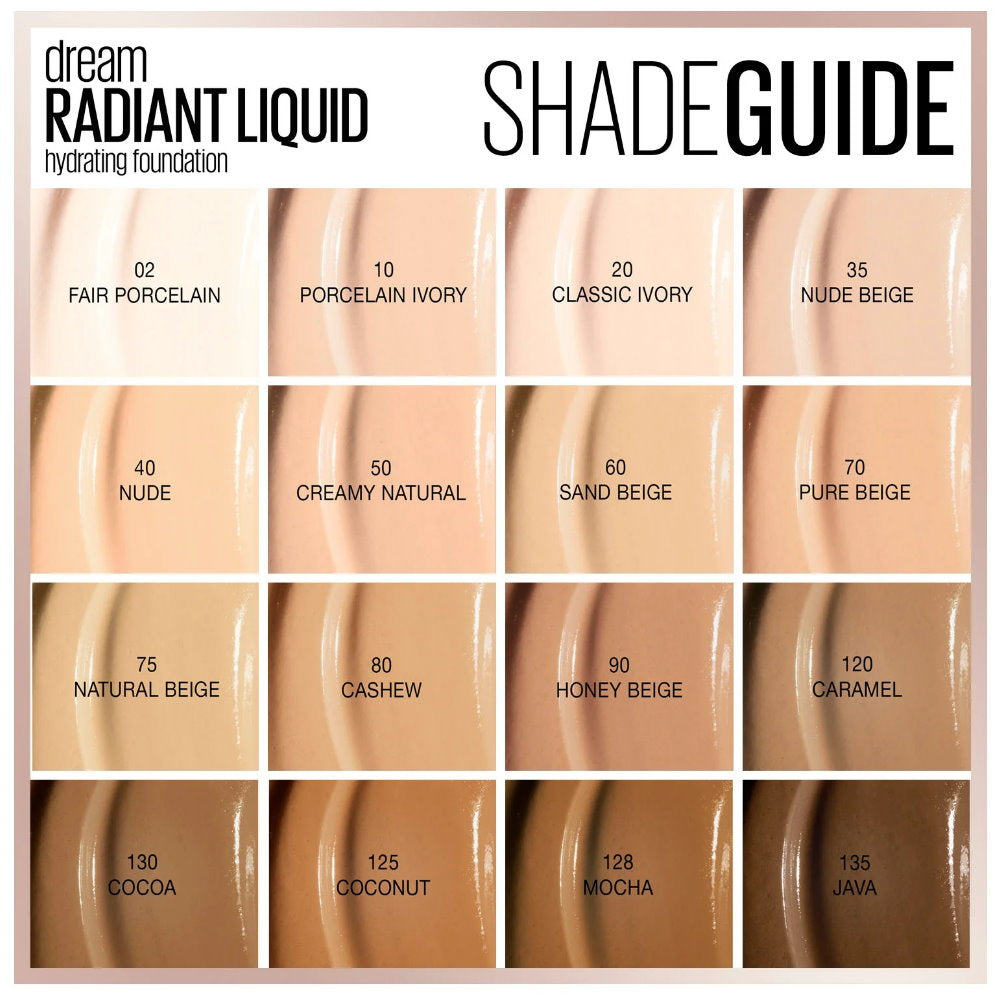 Buy Maybelline Dream Radiant Liquid Foundation 02 Fair Porcelain - Makeup Australia Online Warehouse Store