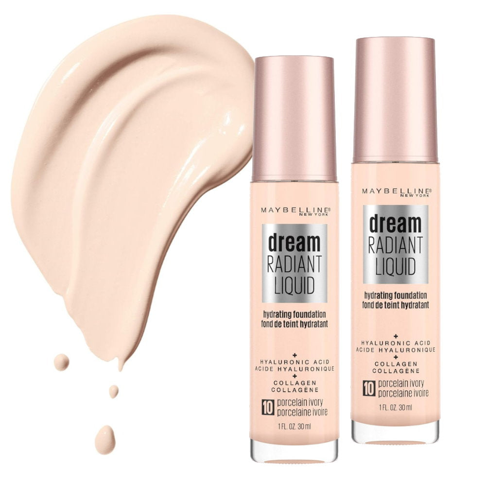 2pk Maybelline Dream Radiant Liquid Foundation 10 Porcelain Ivory - Makeup Australia Online Warehouse Store