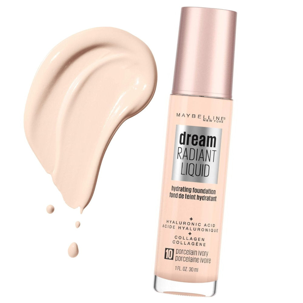 2pk Maybelline Dream Radiant Liquid Foundation 10 Porcelain Ivory (Carded)