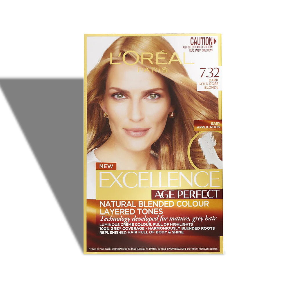 L'Oreal Paris Excellence Age Perfect Hair Colour 7.32 Dark Gold Rose Blonde