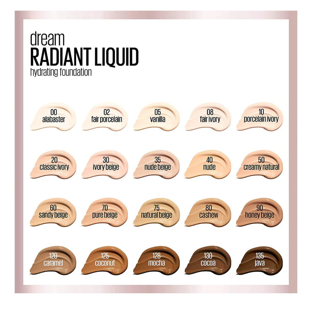 2pk Maybelline Dream Radiant Liquid Hydrating Foundation 70 Pure Beige (carded)