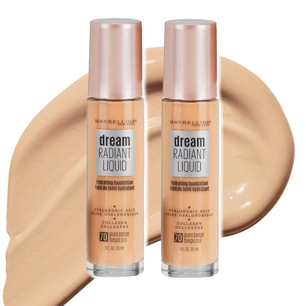 Buy 2pk Maybelline Dream Radiant Liquid Hydrating Foundation 70 Pure Beige - Makeup Australia