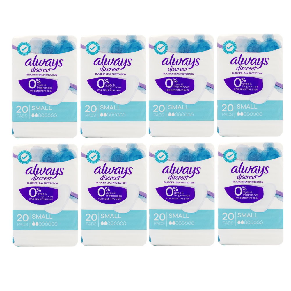 8x Always Small Discreet Bladder Leak Protection 20 per pack