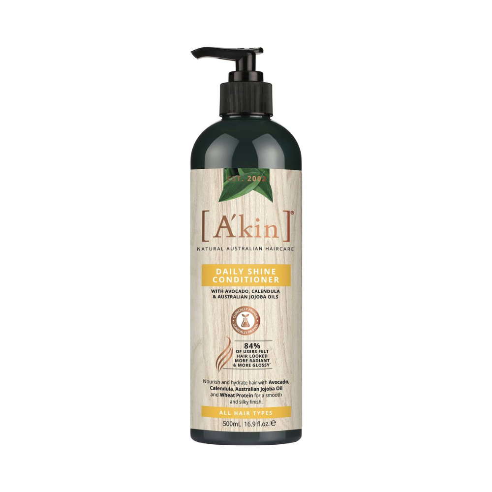 3x Akin Daily Shine Conditioner Avocado, Calendula and Australian Jojoba Oils 500ml