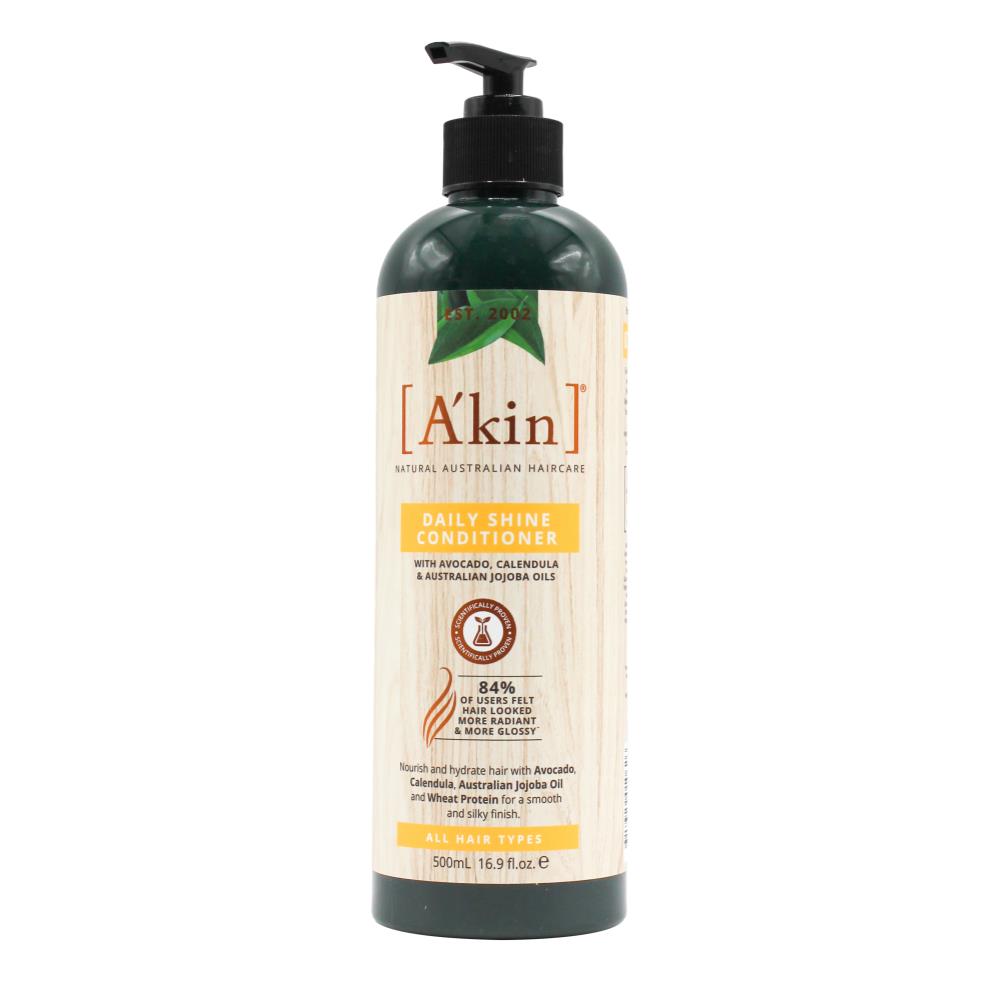 3x Akin Daily Shine Conditioner Avocado, Calendula and Australian Jojoba Oils 500ml