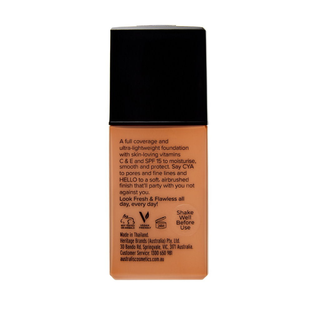 3x Australis Fresh & Flawless Full Coverage Foundation SPF 15 Sunkissed