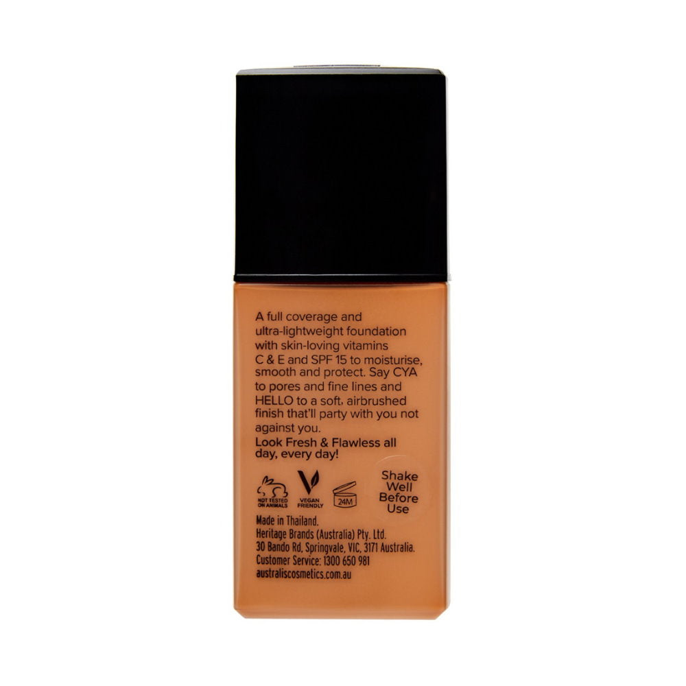 3x Australis Fresh & Flawless Full Coverage Foundation SPF 15 Tawny