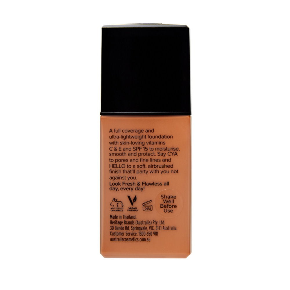 3x Australis Fresh & Flawless Full Coverage Foundation SPF 15 Toffee