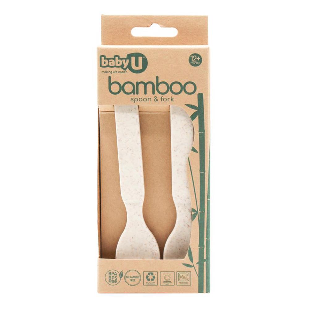 3x Baby U Bamboo Spoon and Fork Set