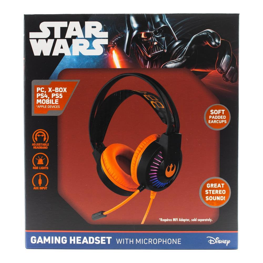 Disney Star Wars Gaming Headset with Microphone Black Orange