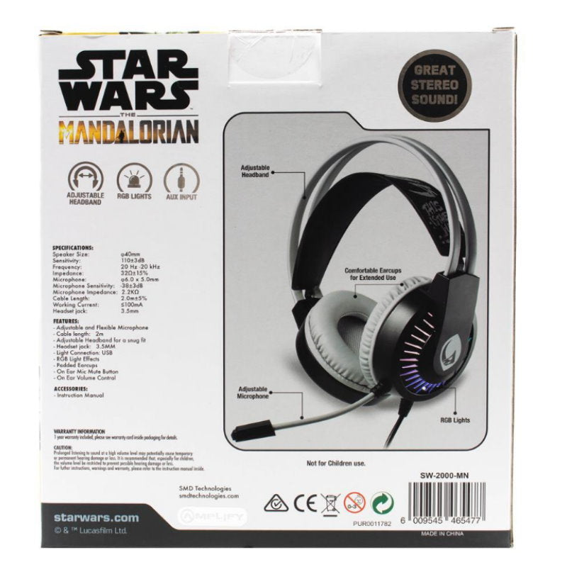 2x Disney Star Wars The Mandalorian Gaming Headset with Microphone