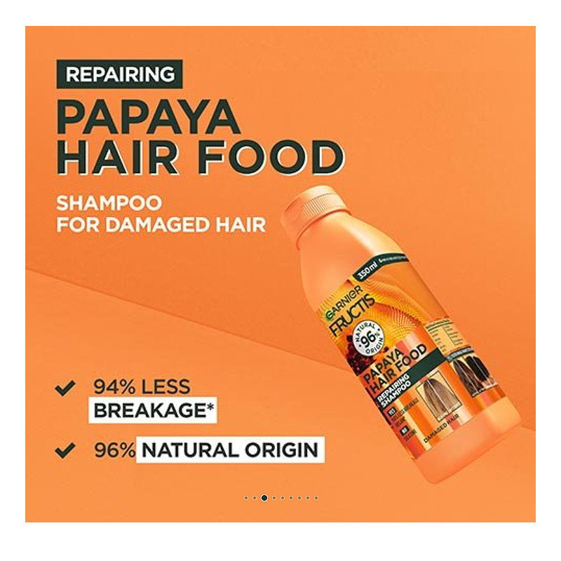 6x Garnier Fructis Hair Food Nourishing Papaya Shampoo For Dry Hair 350ml