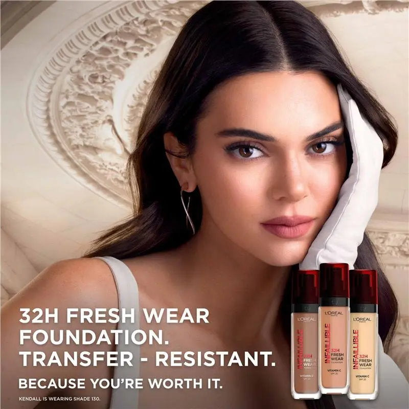 3x L'Oreal Paris Infallible Liquid Foundation 30ml 130 Cool Rose