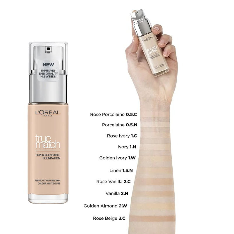 10x L'Oreal Paris True Match Super Blendable Liquid Foundation 30ml 2C Rose Vanilla