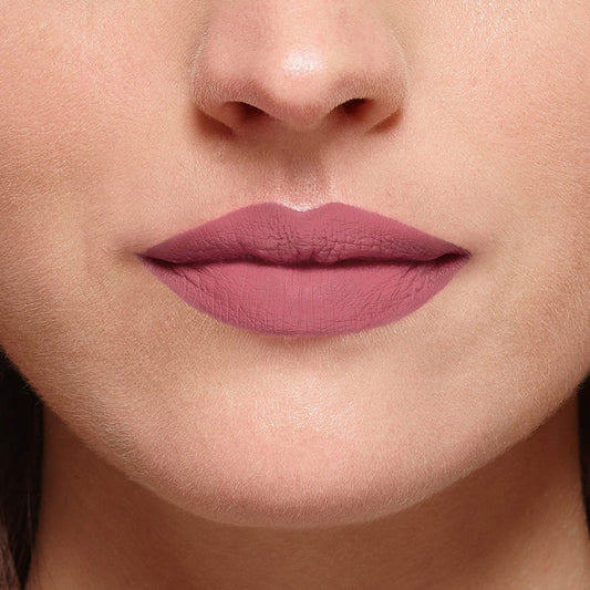 Close-up of a woman's lips wearing a pink lipstick L'Oreal Paris Color Riche Intense Volume Matte Lipstick 482 Le Mauve Indomptable