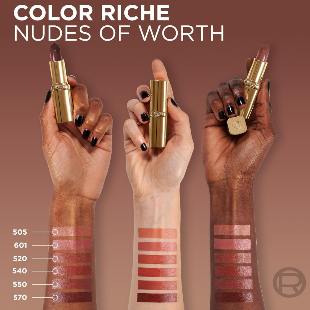 3x L'Oreal Paris Color Riche Satin Nude Intense Lipstick 601 Worth It