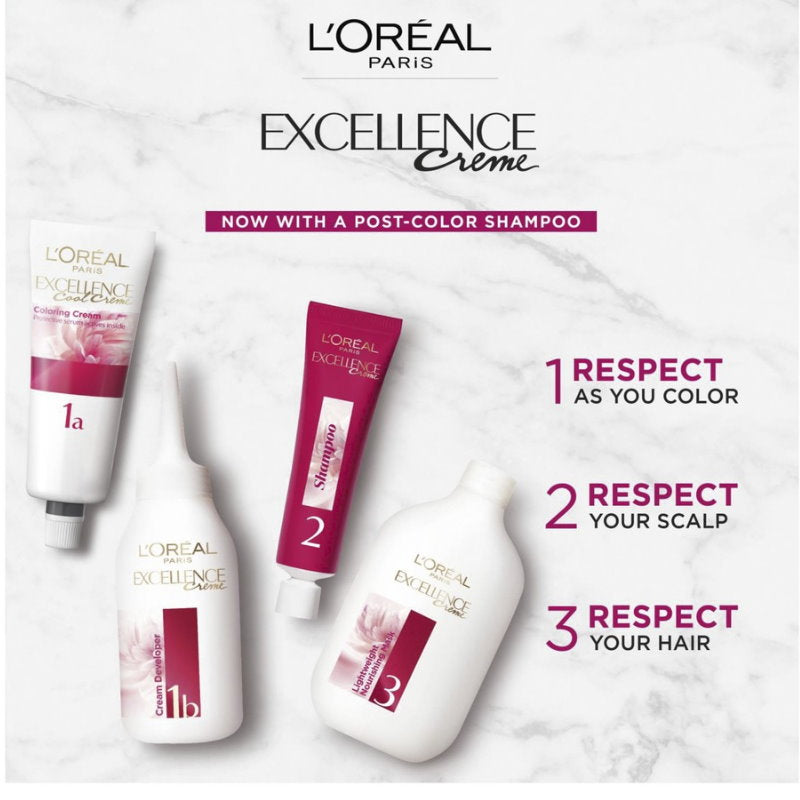 3pk L'Oreal Paris Excellence Creme Hair Colour 4 Dark Brown