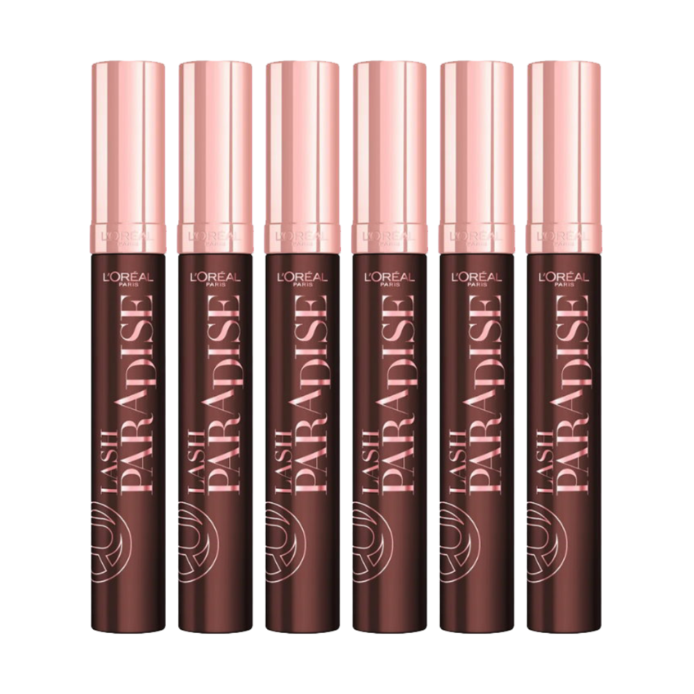 6x L'Oreal Paris Lash Paradise Mascara 6.4ml Black Brown