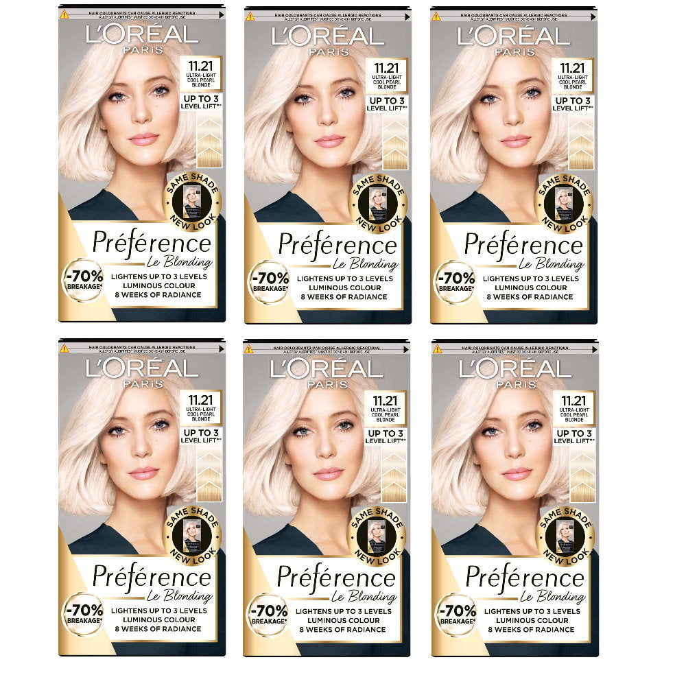 6x L'Oreal Paris Preference Hair Colour 11.21 Moscow Ultra Light Cool Pearl Blonde