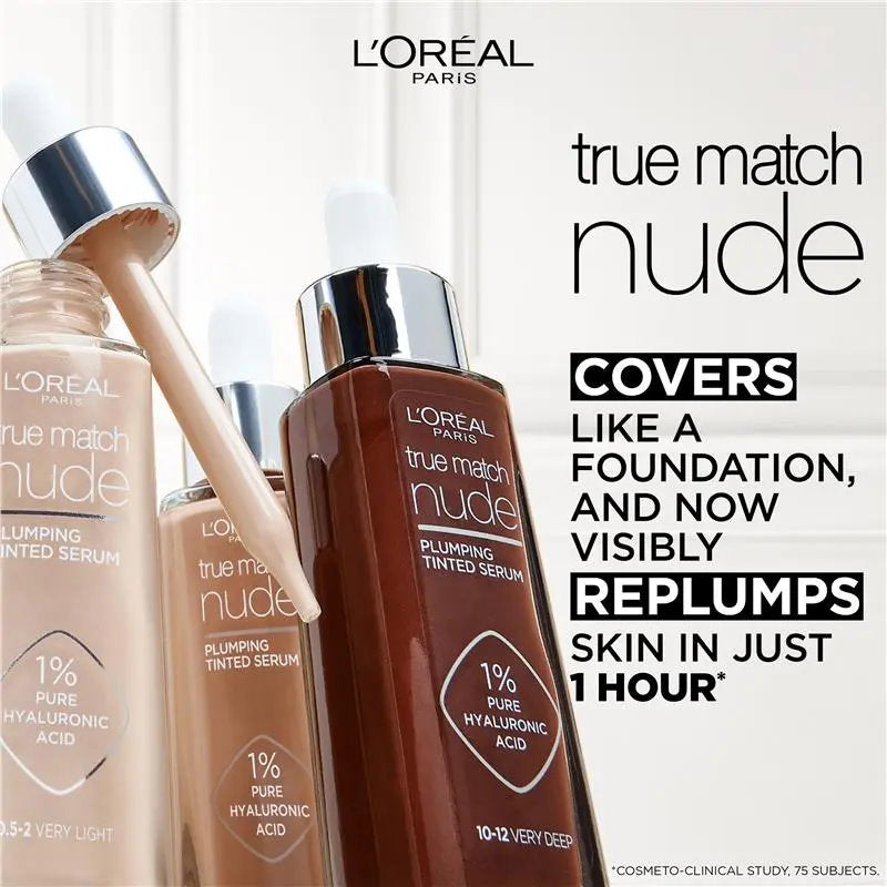 6x L'Oreal Paris True Match Nude Plumping Tinted Serum 30ml 1-2 Rosy Light