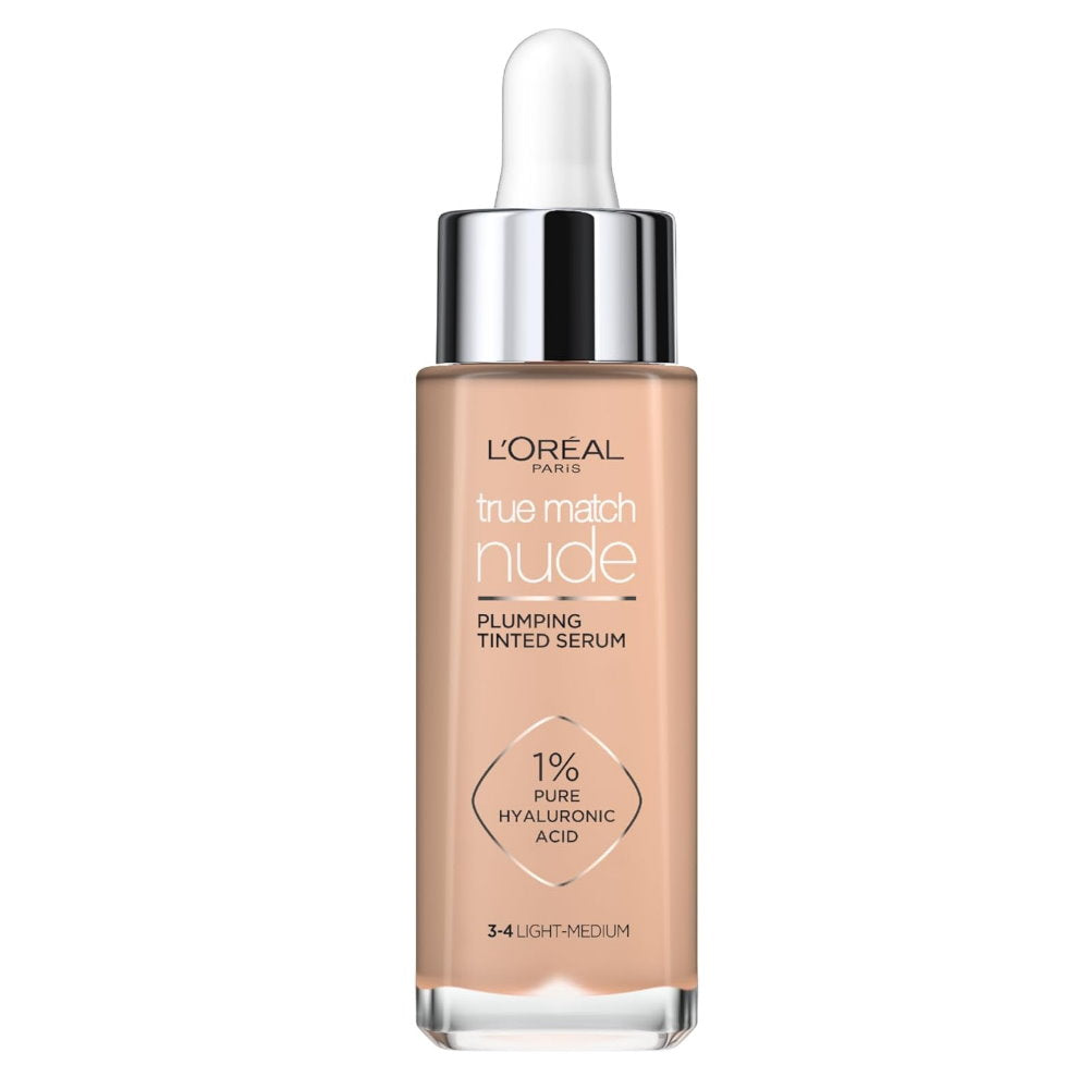 3x L'Oreal Paris True Match Nude Plumping Tinted Serum 30ml 3-4 Light Medium