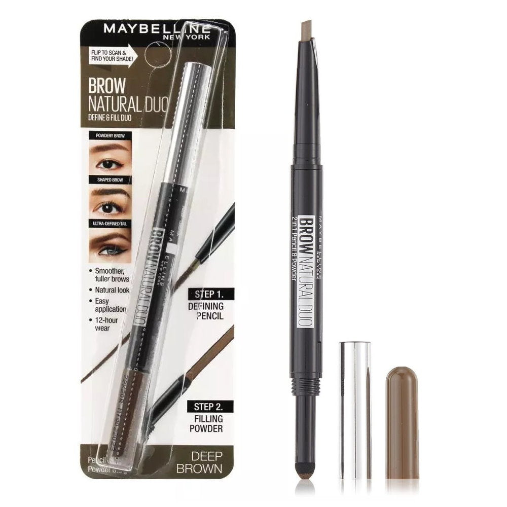 10x Maybelline Brow Natural Duo Define & Fill Duo Deep Brown 0.15g