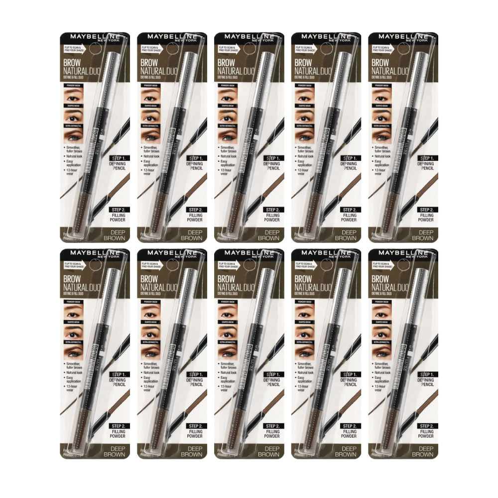 10x Maybelline Brow Natural Duo Define & Fill Duo Deep Brown 0.15g