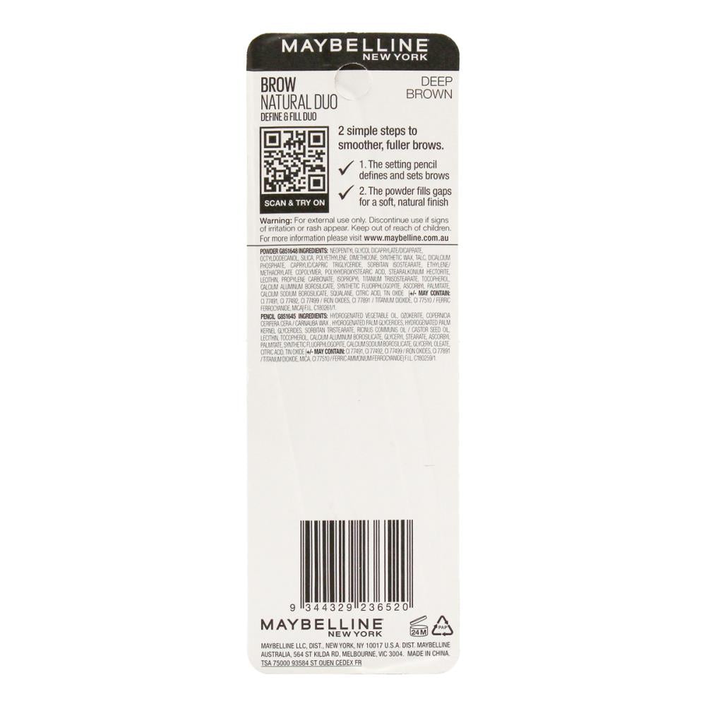 10x Maybelline Brow Natural Duo Define & Fill Duo Deep Brown 0.15g