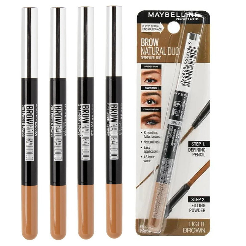 Buy 4pk Maybelline Brow Natural Duo Define & Fill Duo Light Brown - Makeup Australia Buy Online