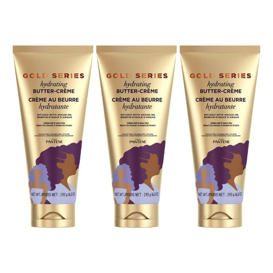 3x Pantene Gold Series Intense Hydrating Butter Creme Hair Care 193g