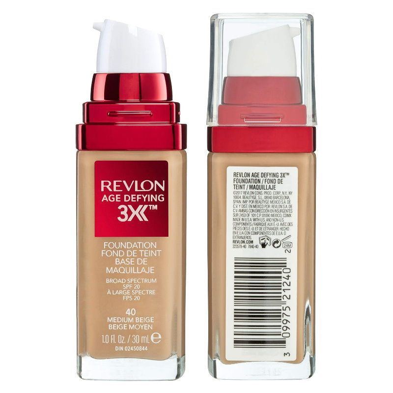 3x Revlon Age Defying 3X Foundation 40 Medium Beige
