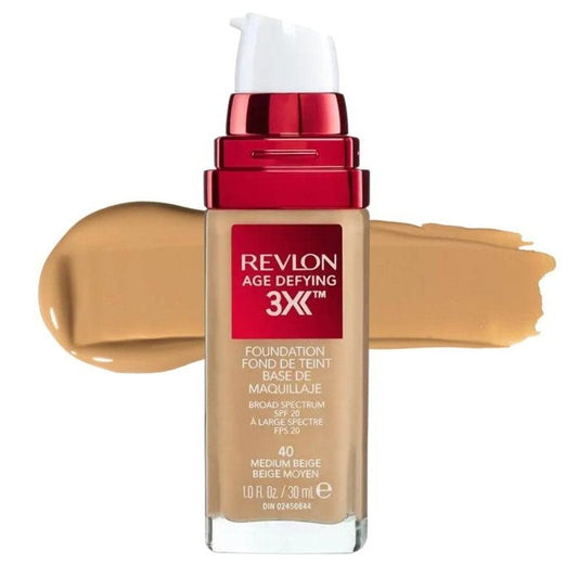 3x Revlon Age Defying 3X Foundation 40 Medium Beige
