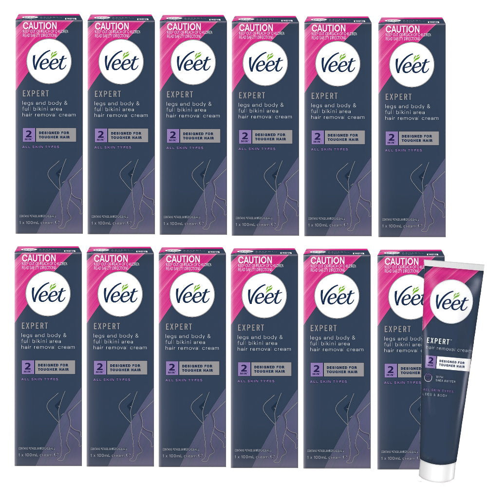 12x Veet Expert Legs Body Full Bikini Hair Removal Cream 100ml