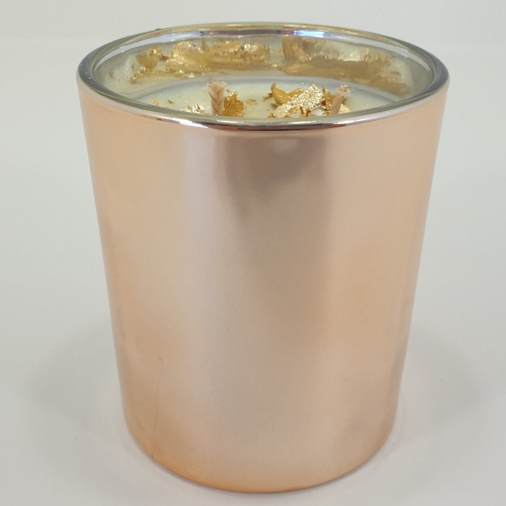 Rosy Gold Double Scented Candles Large Rose Gold, Lemongrass & Persian Lime - Makeup Warehouse Australia