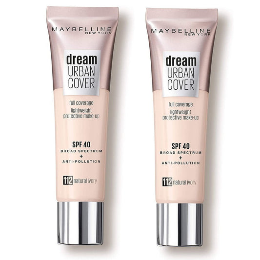 2 for 1 Maybelline Dream Urban Cover Full Coverage SPF40 - 112 Natural Ivory - Makeup Warehouse Australia
