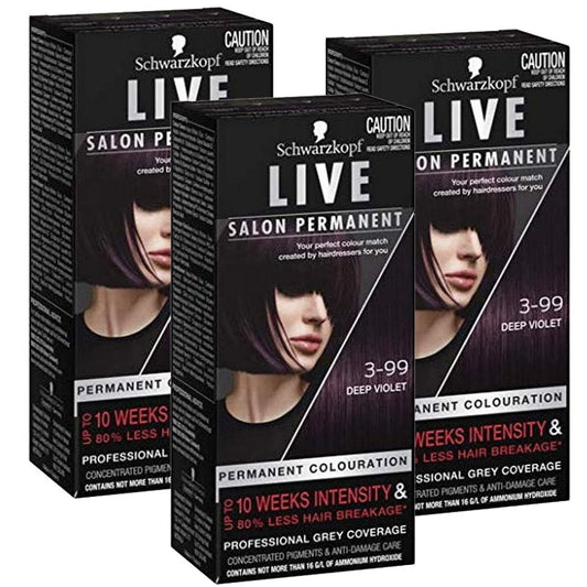 Buy Schwarzkopf LIVE Salon Permanent Hair Colour 3-99 Deep Violet - Makeup Warehouse Australia 