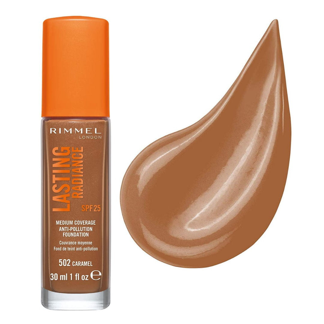 Shop Now Rimmel Lasting Radiance Foundation 502 Caramel plus Makeup Sponges Makeup Warehouse Australia 