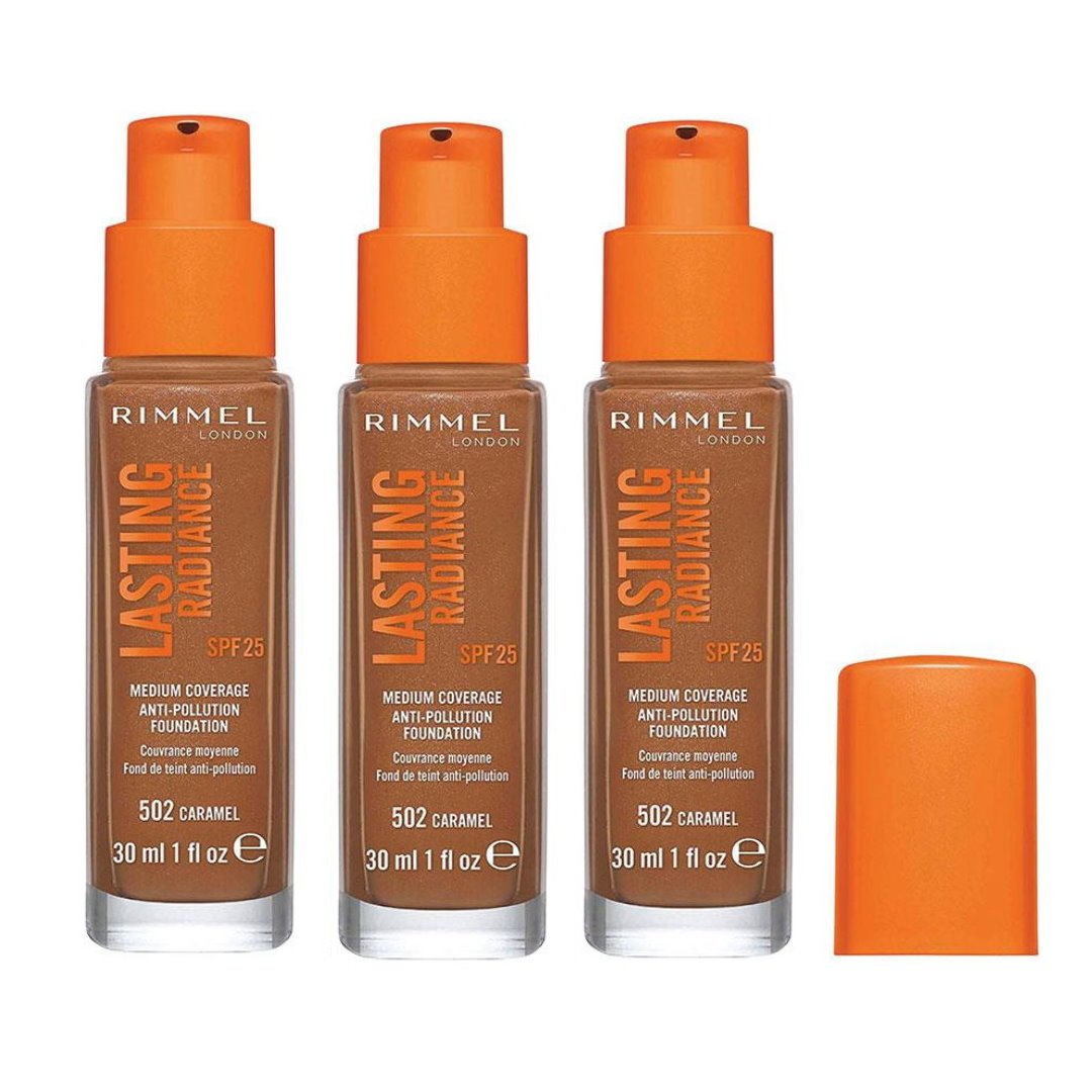 3x Rimmel Lasting Radiance Foundation - 502 Caramel