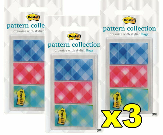 3x Post-it 3M Flags Pattern Collection 23.8 mm x 43.2mm