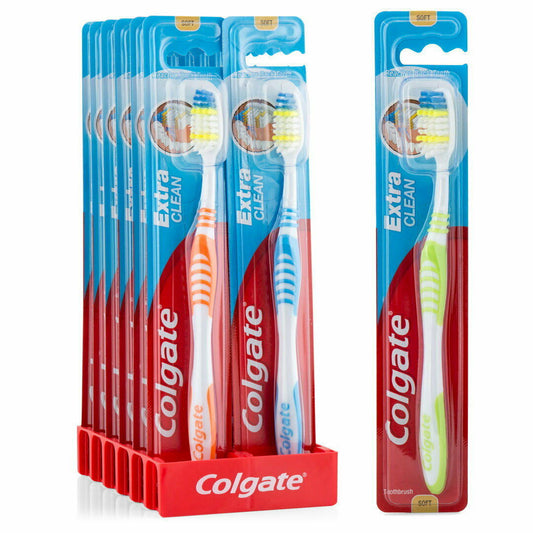 12 x COLGATE Extra Clean Toothbrush SOFT BRISTLE Reaches Back Teeth