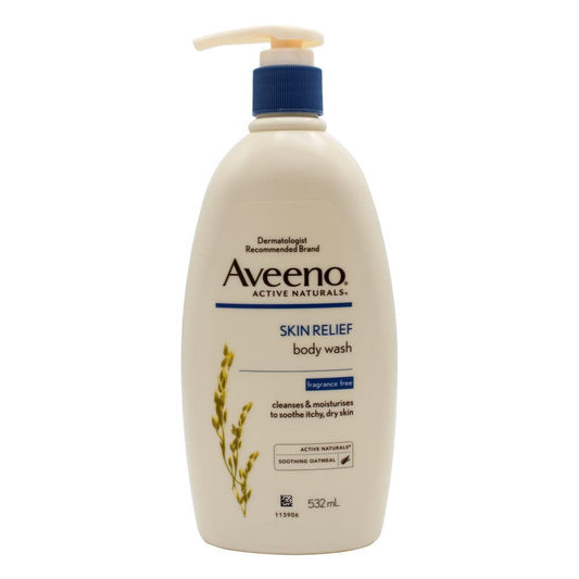 3 x Aveeno Skin Relief Body Wash Fragrance Free 532ml