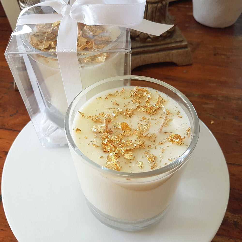 Rosy Gold Deluxe Double Scented Candles XL Clear Vanilla Bean - Makeup Warehouse Australia