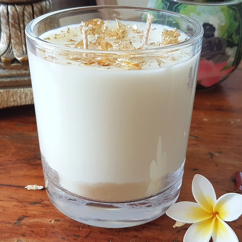 Rosy Gold Double Scented Candles XL Clear Coconut Pineapple & Vanilla - Makeup Warehouse Australia
