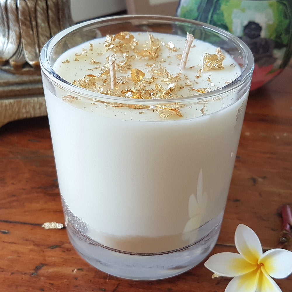 Rosy Gold Deluxe Double Scented Candles XL Clear Vanilla Bean - Makeup Warehouse Australia