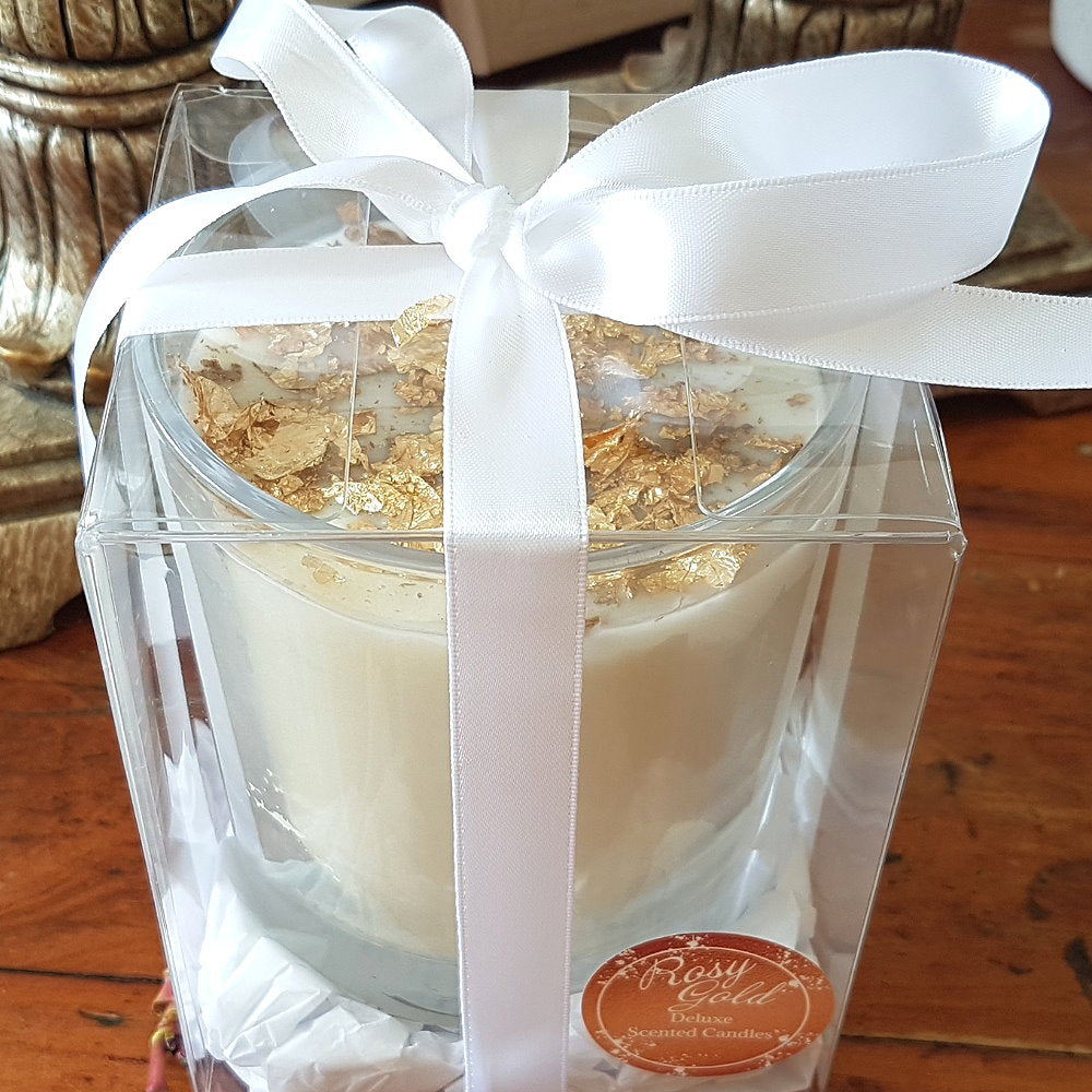 Rosy Gold Deluxe Double Scented Candles XL Clear - Mandarin & Berries