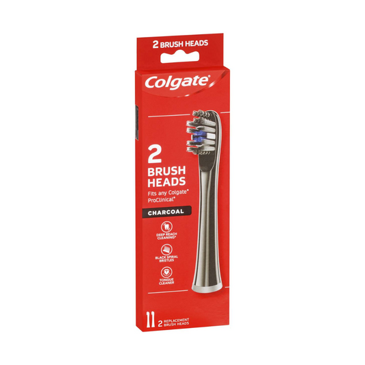 5 x Colgate 2 Replacement Brush Heads Charcoal Fits any Colgate ProClincal