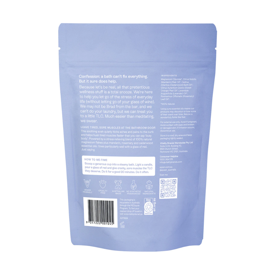 Epzen Recharge Soak Reset & Rejuvenate 100% Natural Magnesium Bath Flakes 500g