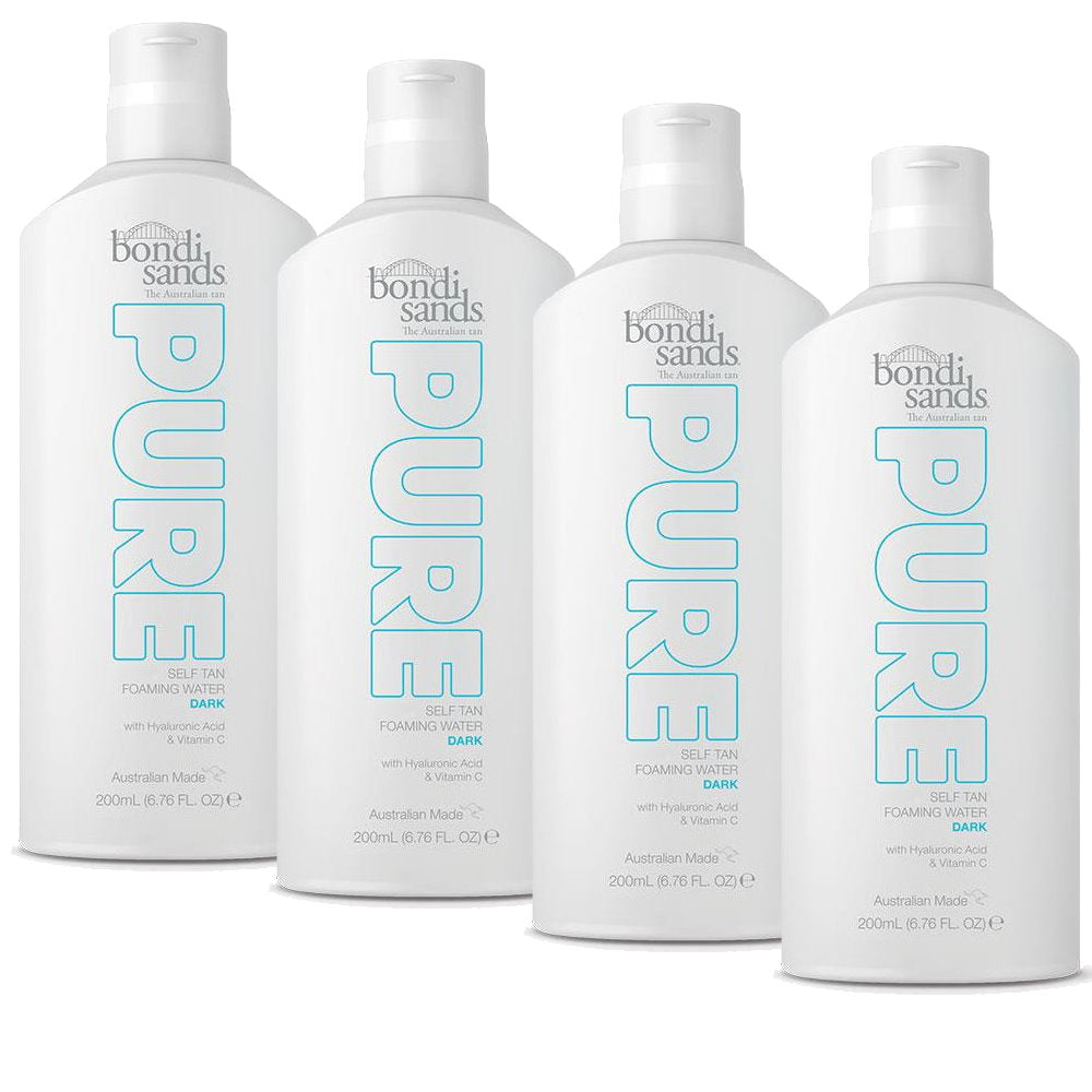 Buy 4pk Bondi Sands Pure Self Tan Foaming Water Dark 200mL - Makeup Warehouse Australia 