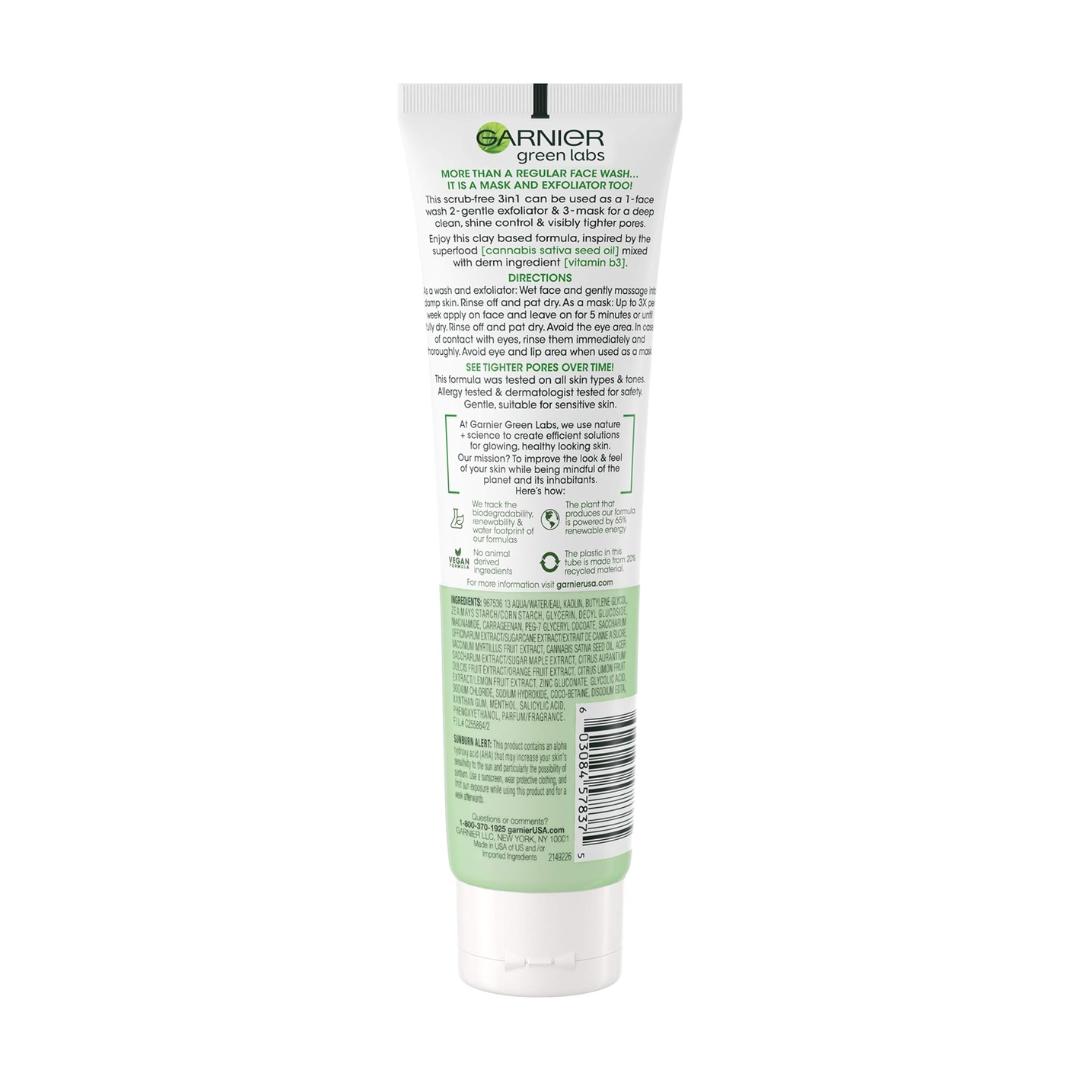 Garnier Green Labs Pore Perfecting 3 in 1 Cleanse Exfoliate Mask Canna B 130mL